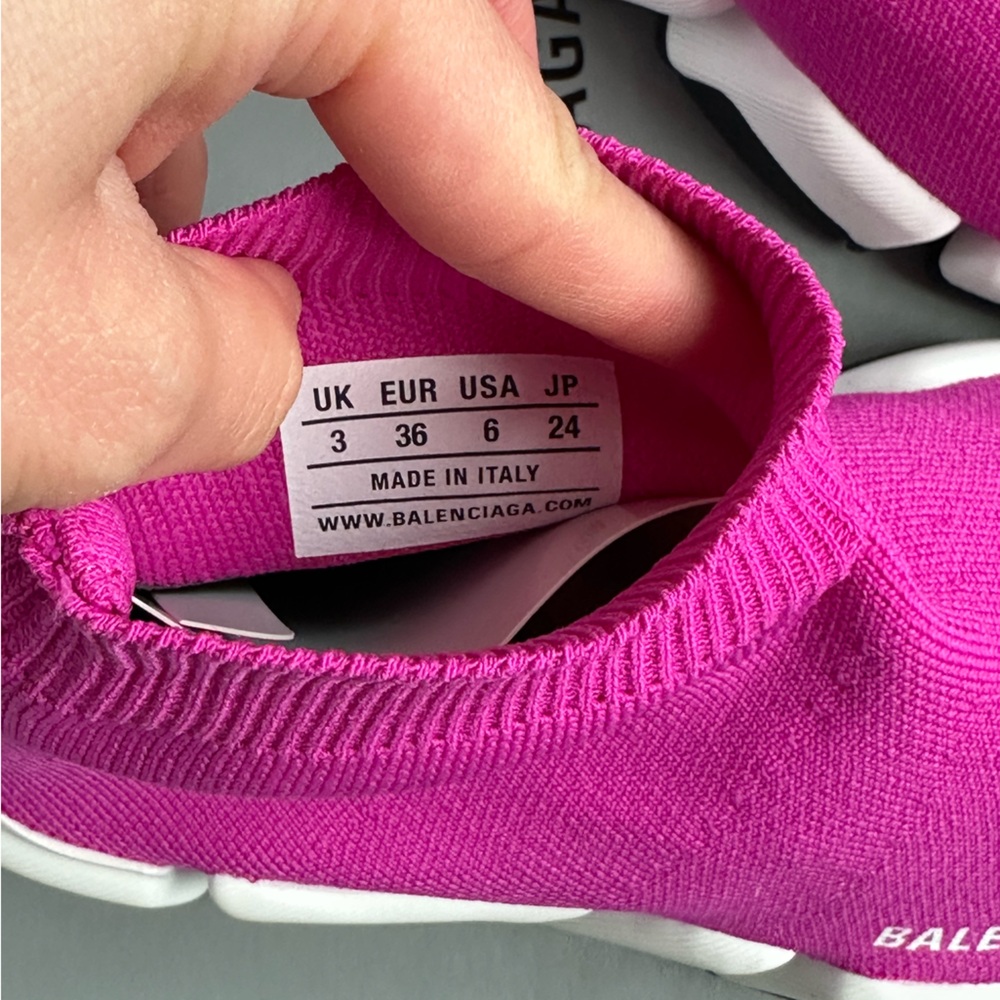 Balenciaga Speed Socks 2.0 Knit Sneaker w/ Bicolor Sole Pink/White - Picture 7 of 10